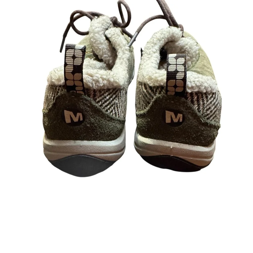 Merrell Shoes Womens Size 8 Dark Olive Ivory Faux Fur Lined‎ Hiking Winter Boots